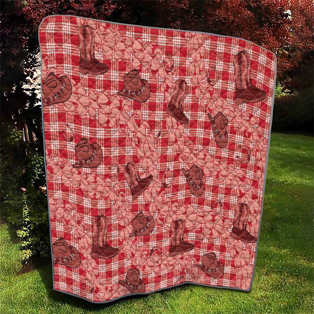 Red Palaka Hawaii Cowboy Quilt Puakenikeni Lei Paniolo Papale Seamless Vibes LT14 - Polynesian Pride