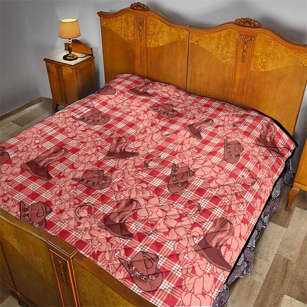 Red Palaka Hawaii Cowboy Quilt Puakenikeni Lei Paniolo Papale Seamless Vibes LT14 - Polynesian Pride