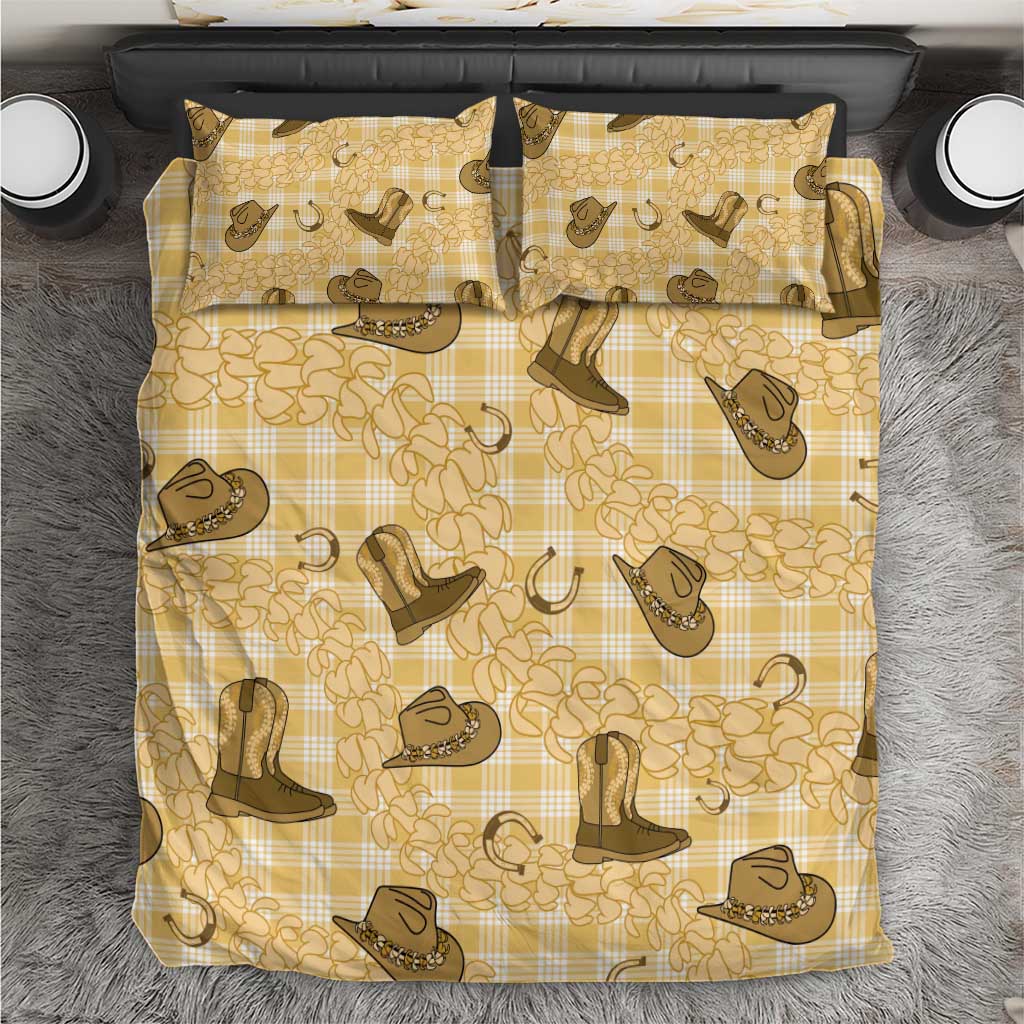 Yellow Palaka Hawaii Cowboy Bedding Set Puakenikeni Lei Paniolo Papale Seamless Vibes LT14 Yellow - Polynesian Pride