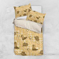 Yellow Palaka Hawaii Cowboy Bedding Set Puakenikeni Lei Paniolo Papale Seamless Vibes LT14 US Twin 172cm x 218cm Yellow - Polynesian Pride