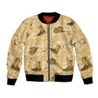 Yellow Palaka Hawaii Cowboy Bomber Jacket Puakenikeni Lei Paniolo Papale Seamless Vibes LT14 Unisex Yellow - Polynesian Pride