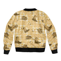 Yellow Palaka Hawaii Cowboy Bomber Jacket Puakenikeni Lei Paniolo Papale Seamless Vibes LT14 - Polynesian Pride