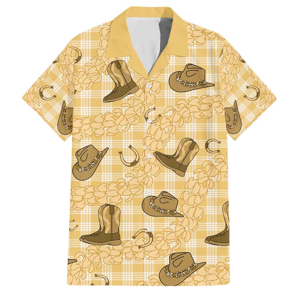 Yellow Palaka Hawaii Cowboy Hawaiian Shirt Puakenikeni Lei Paniolo Papale Seamless Vibes LT14 Yellow - Polynesian Pride