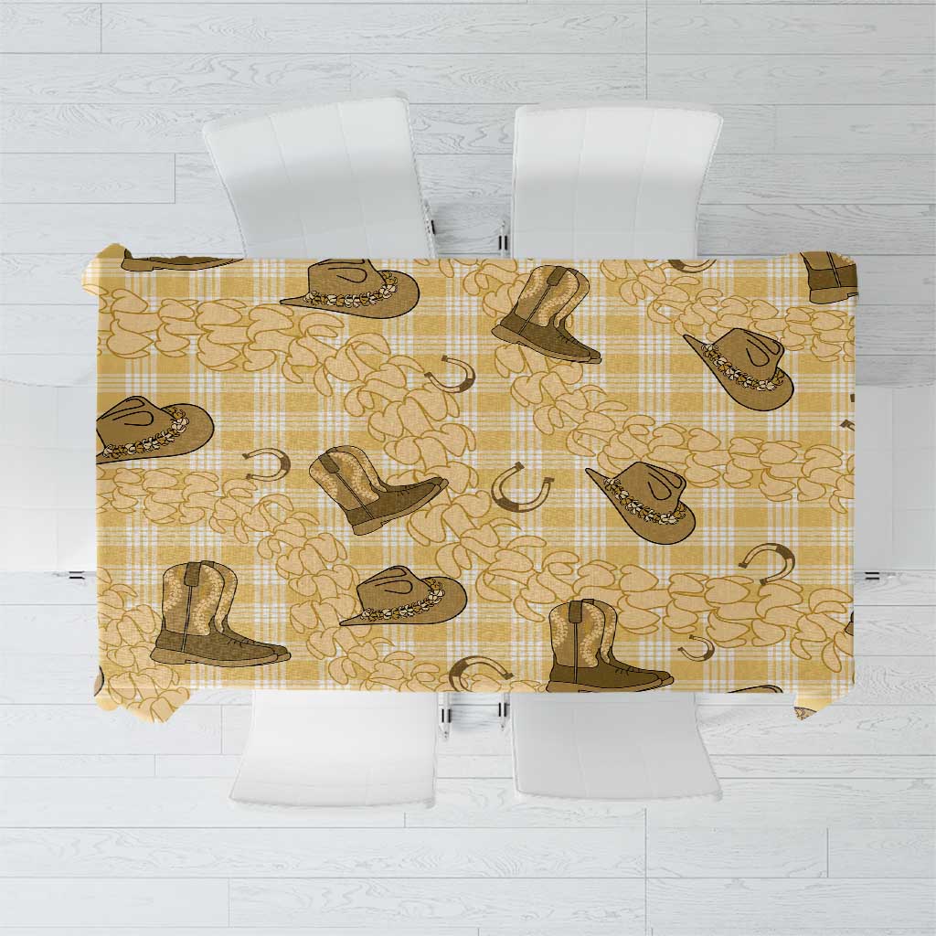 Yellow Palaka Hawaii Cowboy Tablecloth Puakenikeni Lei Paniolo Papale Seamless Vibes LT14 Yellow - Polynesian Pride