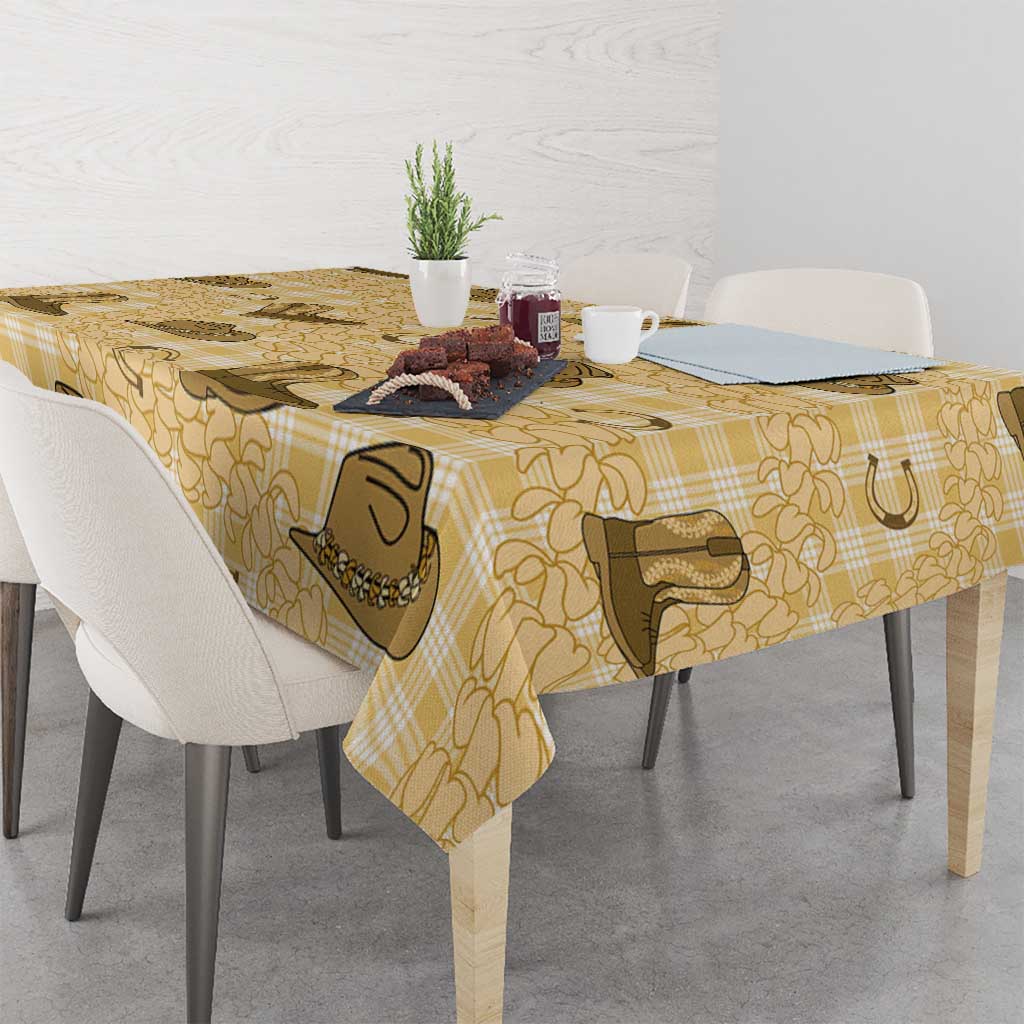 Yellow Palaka Hawaii Cowboy Tablecloth Puakenikeni Lei Paniolo Papale Seamless Vibes LT14 - Polynesian Pride