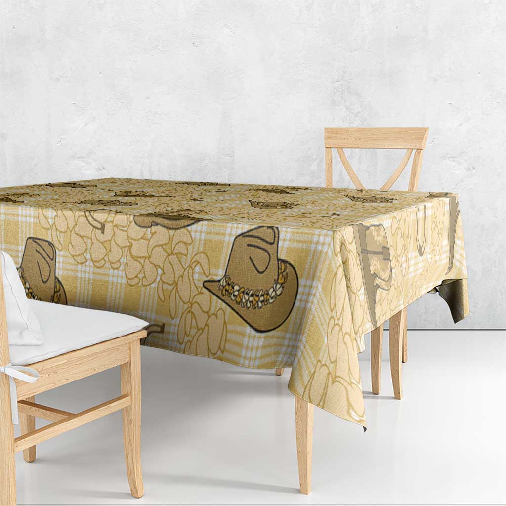 Yellow Palaka Hawaii Cowboy Tablecloth Puakenikeni Lei Paniolo Papale Seamless Vibes LT14 - Polynesian Pride