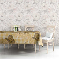 Yellow Palaka Hawaii Cowboy Tablecloth Puakenikeni Lei Paniolo Papale Seamless Vibes LT14 - Polynesian Pride