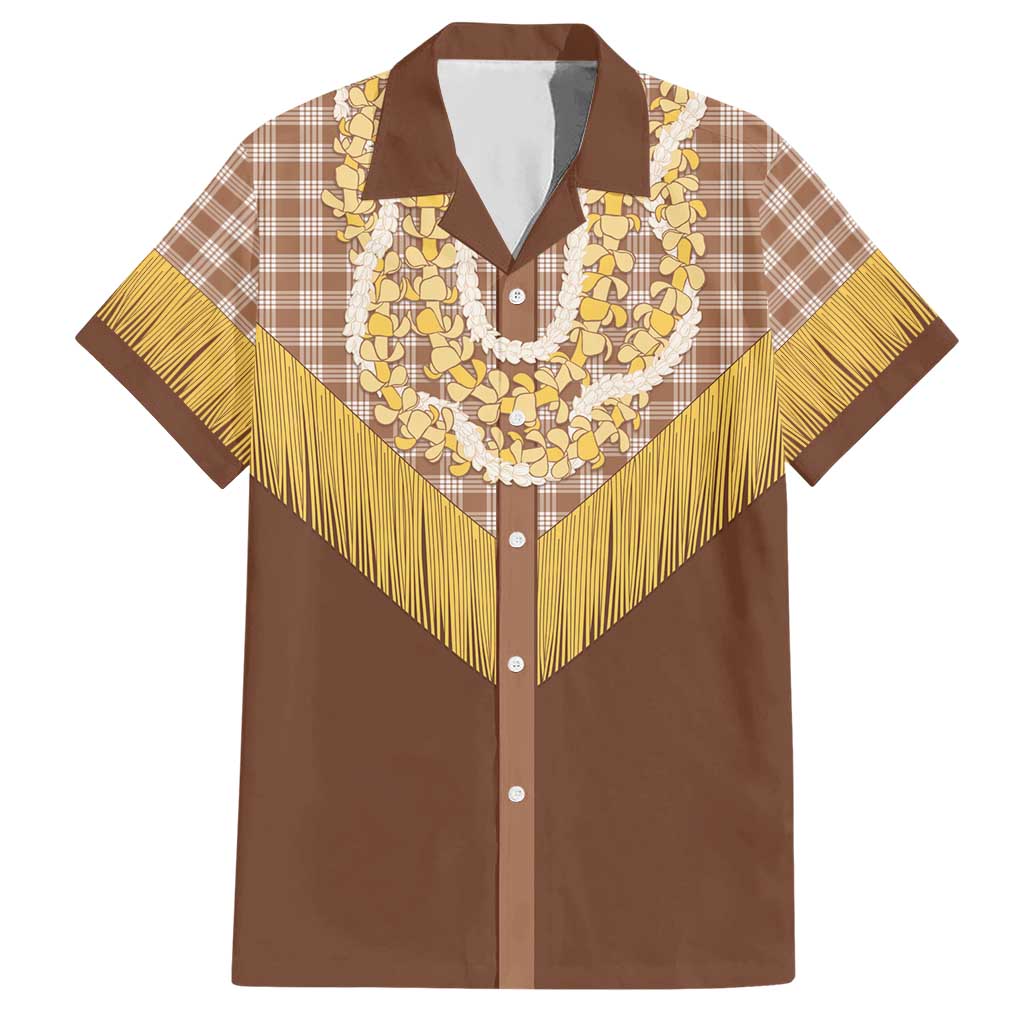 Aloha Hawaii Cowboy Custome Hawaiian Shirt Puakenikeni Lei Palaka Tassel Style LT14 Brown - Polynesian Pride