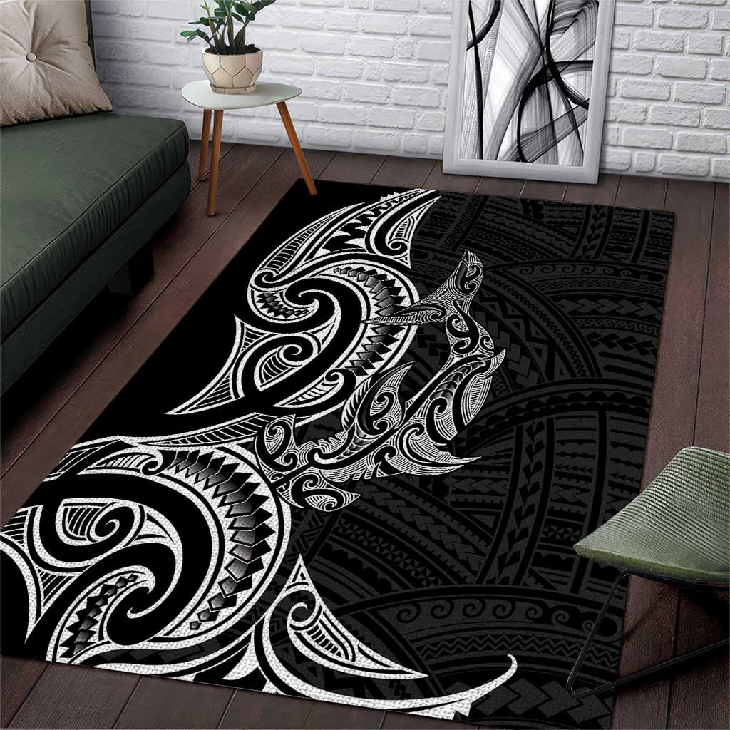 New Zealand Hammerhead Shark Area Rug Maori Haehae Mangopare Black LT14 Black - Polynesian Pride