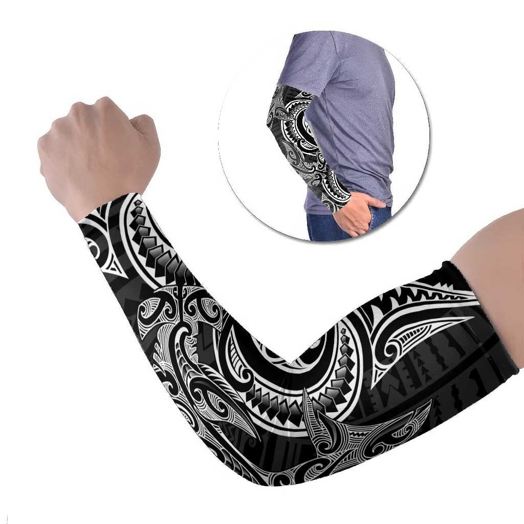 New Zealand Hammerhead Shark Arm Sleeves Maori Haehae Mangopare Black LT14 Set of 2 Black - Polynesian Pride
