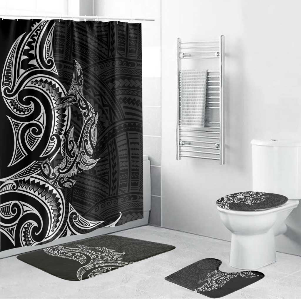 New Zealand Hammerhead Shark Bathroom Set Maori Haehae Mangopare Black LT14 Bathroom Set (4 pcs) Black - Polynesian Pride