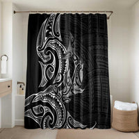 New Zealand Hammerhead Shark Bathroom Set Maori Haehae Mangopare Black LT14 Shower Curtain Only Black - Polynesian Pride