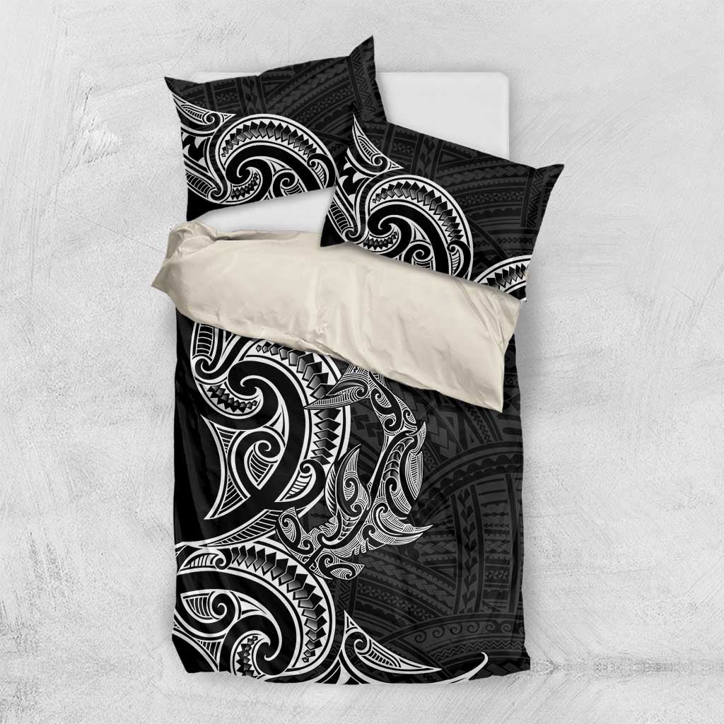 New Zealand Hammerhead Shark Bedding Set Maori Haehae Mangopare Black LT14 US Twin 172cm x 218cm Black - Polynesian Pride