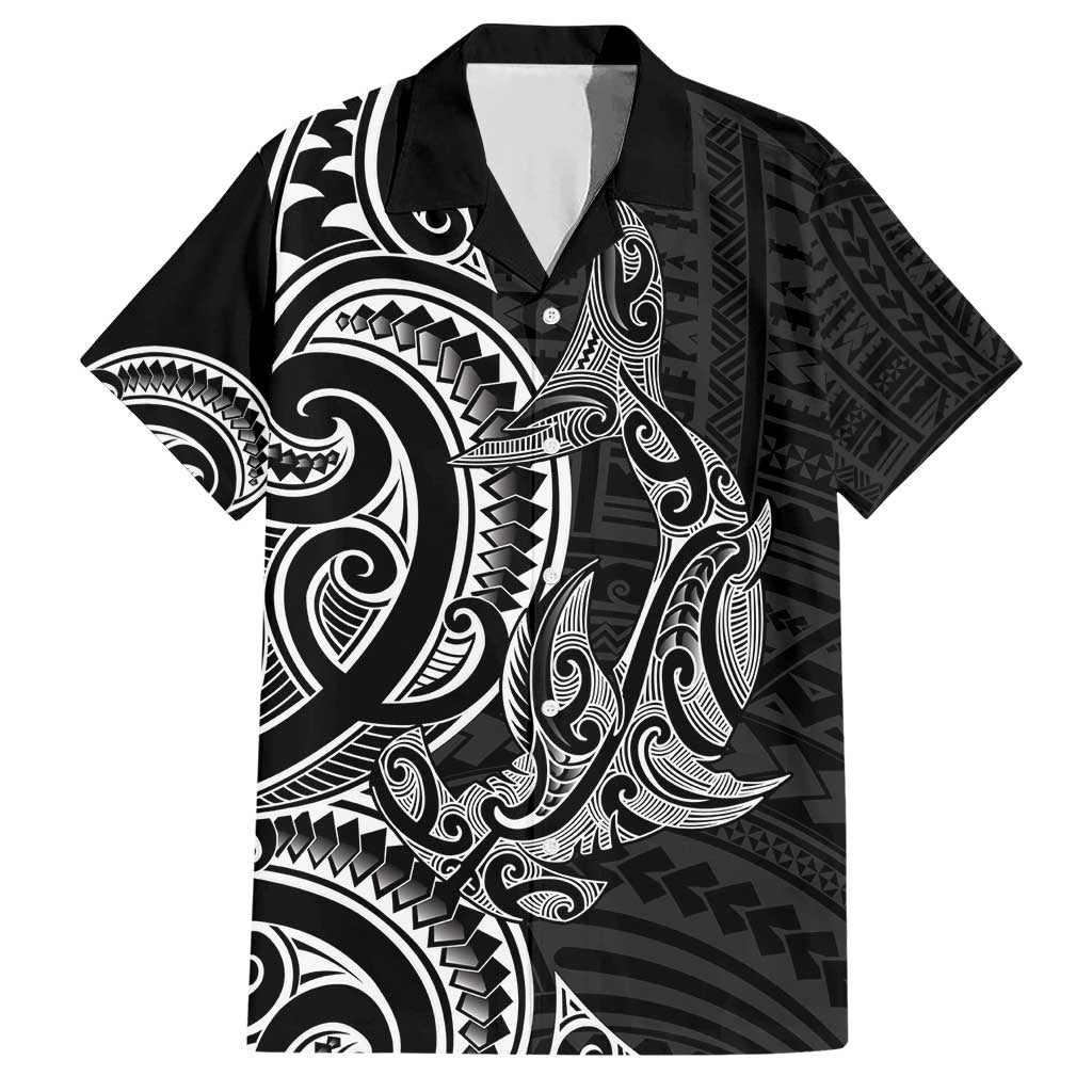 New Zealand Hammerhead Shark Hawaiian Shirt Maori Haehae Mangopare Black LT14 Black - Polynesian Pride