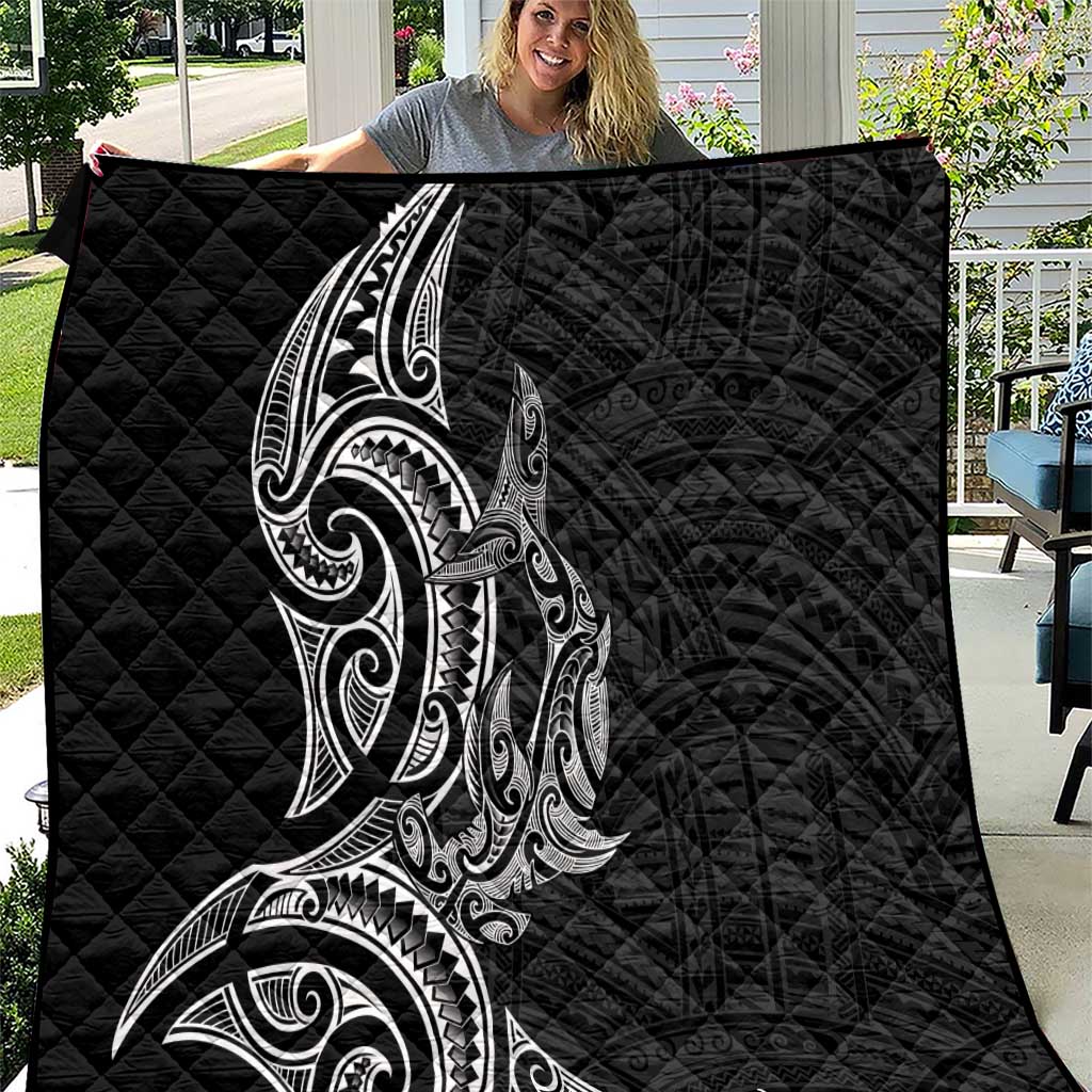 New Zealand Hammerhead Shark Quilt Maori Haehae Mangopare Black LT14 Black - Polynesian Pride