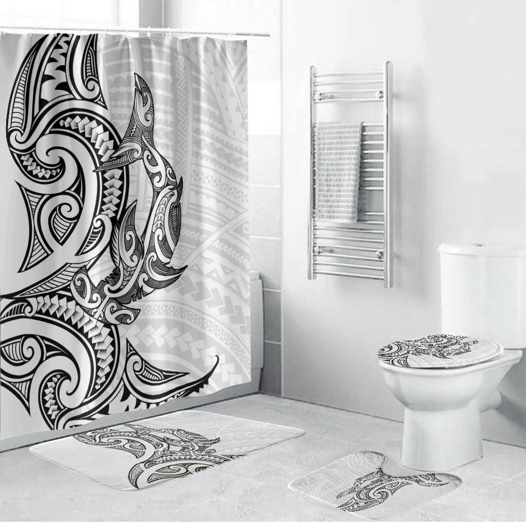 New Zealand Hammerhead Shark Bathroom Set Maori Haehae Mangopare White LT14 Bathroom Set (4 pcs) White - Polynesian Pride