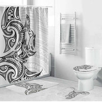 New Zealand Hammerhead Shark Bathroom Set Maori Haehae Mangopare White LT14 Bathroom Set (4 pcs) White - Polynesian Pride