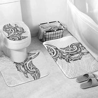New Zealand Hammerhead Shark Bathroom Set Maori Haehae Mangopare White LT14 Mat Set Only (3 pcs) One Size White - Polynesian Pride