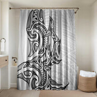 New Zealand Hammerhead Shark Bathroom Set Maori Haehae Mangopare White LT14 Shower Curtain Only White - Polynesian Pride