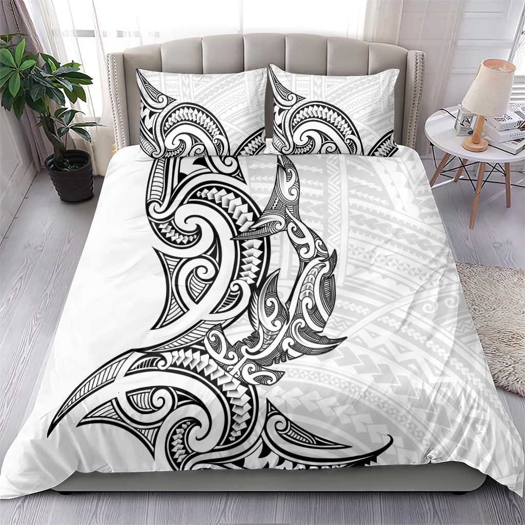 New Zealand Hammerhead Shark Bedding Set Maori Haehae Mangopare White LT14 - Polynesian Pride