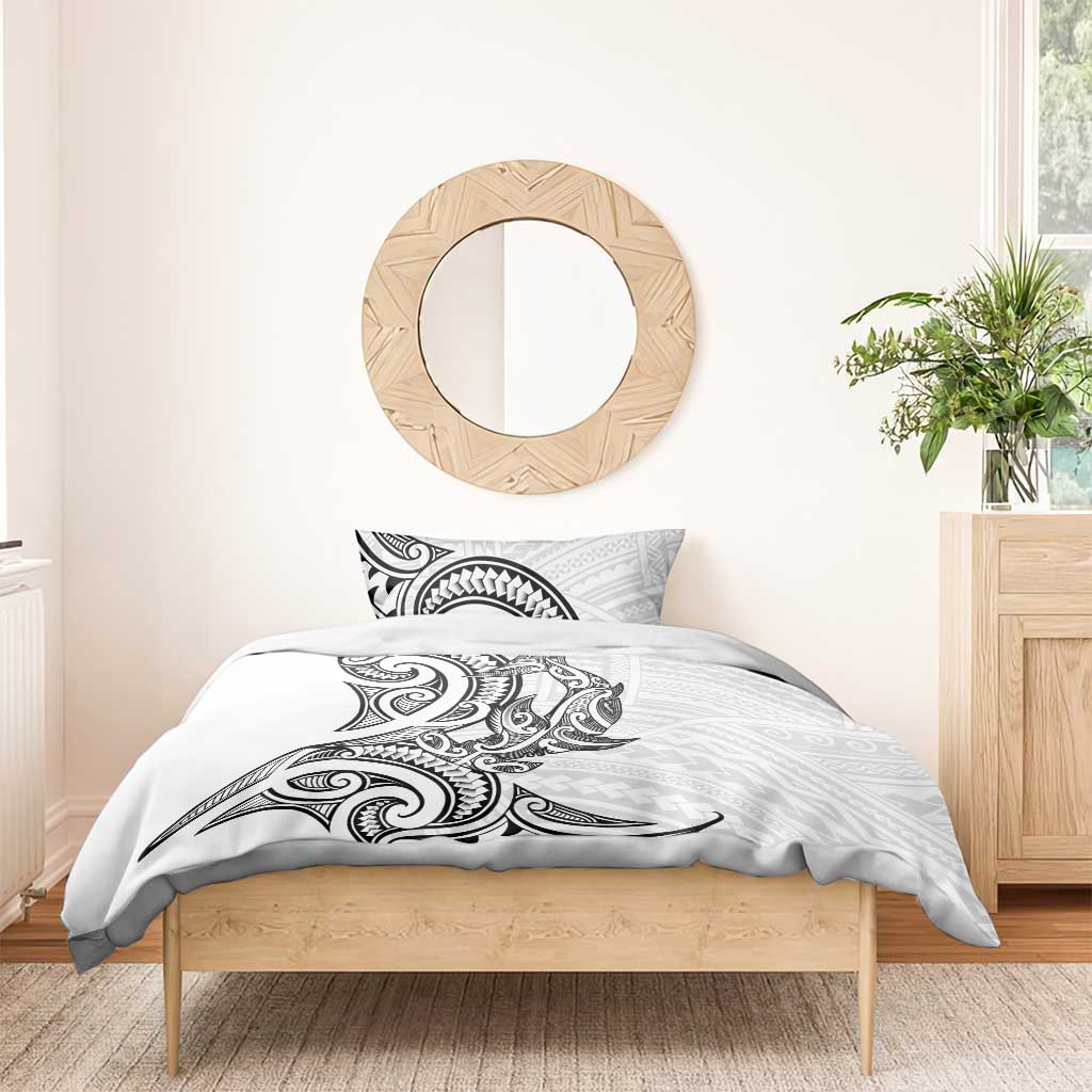 New Zealand Hammerhead Shark Bedding Set Maori Haehae Mangopare White LT14 - Polynesian Pride