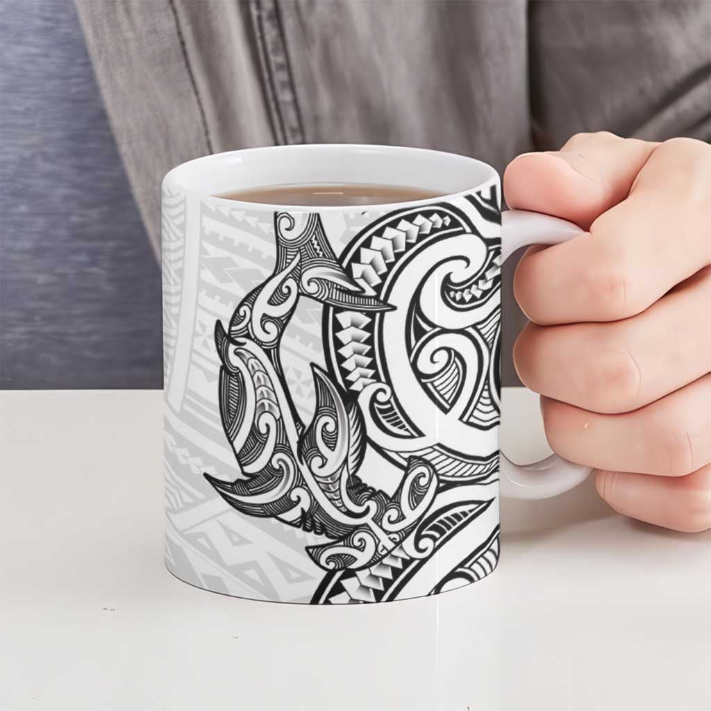 New Zealand Hammerhead Shark Ceramic Mug Maori Haehae Mangopare White LT14 - Polynesian Pride