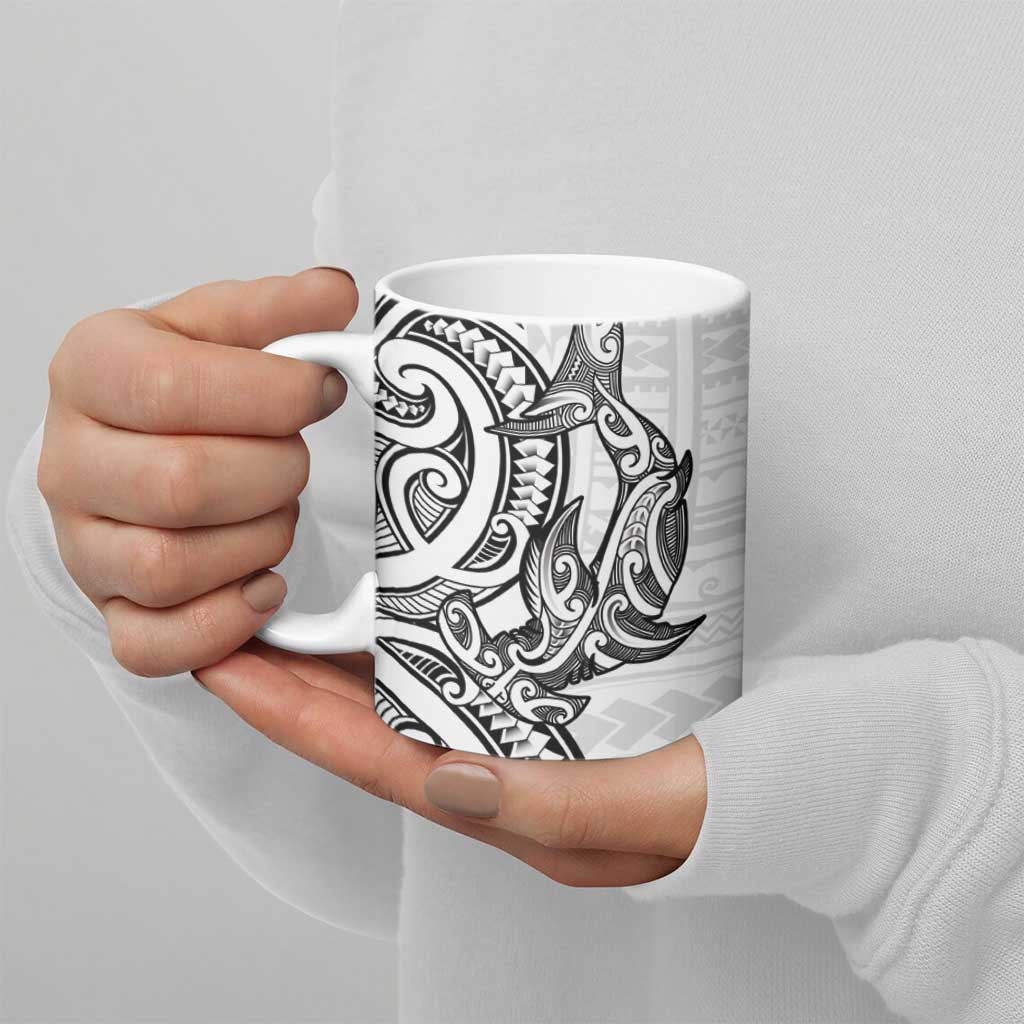 New Zealand Hammerhead Shark Ceramic Mug Maori Haehae Mangopare White LT14 - Polynesian Pride