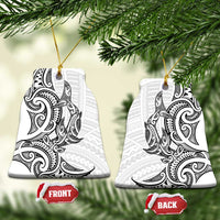 New Zealand Hammerhead Shark Ceramic Ornament Maori Haehae Mangopare White LT14 Bell Flake White - Polynesian Pride
