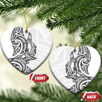 New Zealand Hammerhead Shark Ceramic Ornament Maori Haehae Mangopare White LT14 Heart White - Polynesian Pride