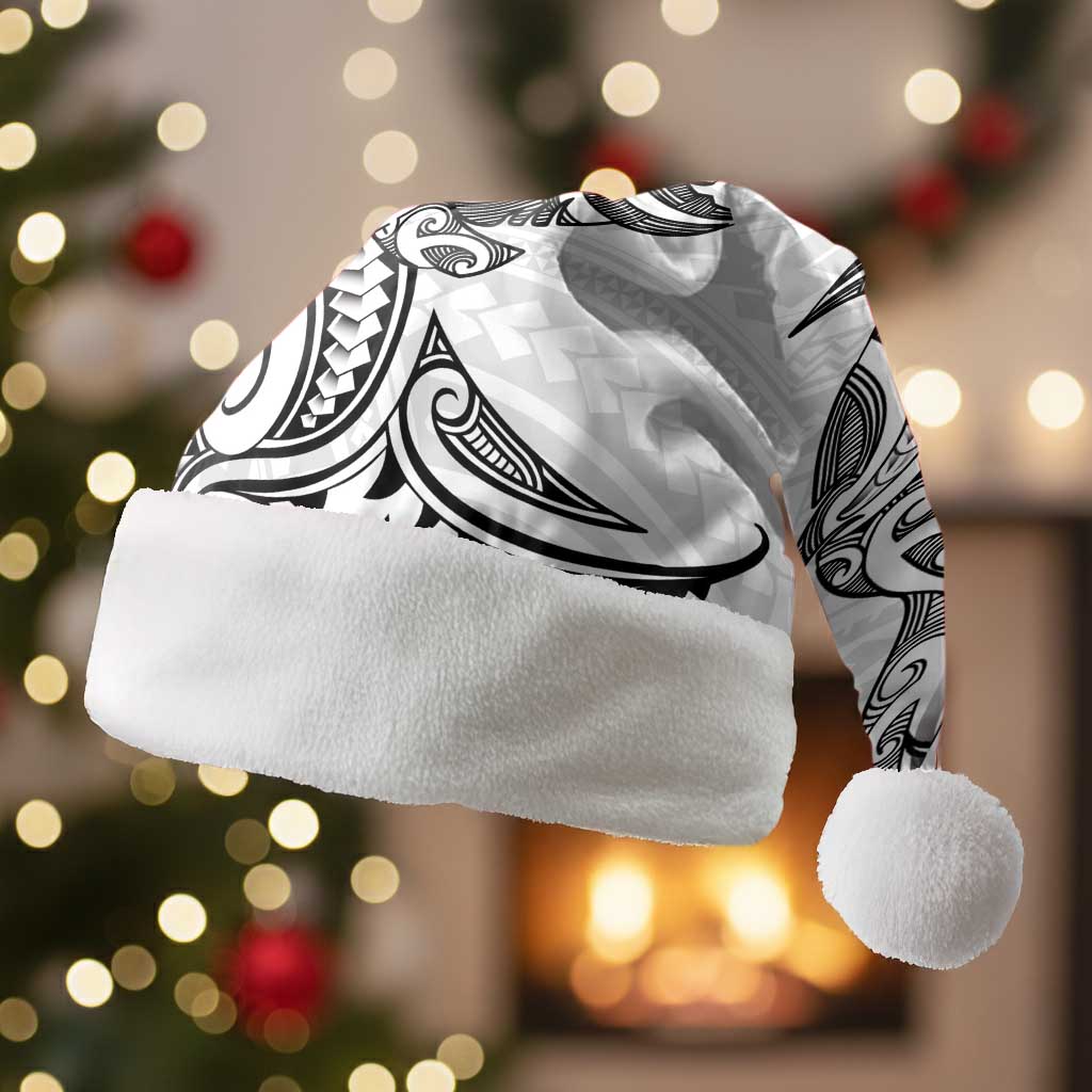 New Zealand Hammerhead Shark Christmas Santa Hat Maori Haehae Mangopare White LT14 Without Fur White - Polynesian Pride