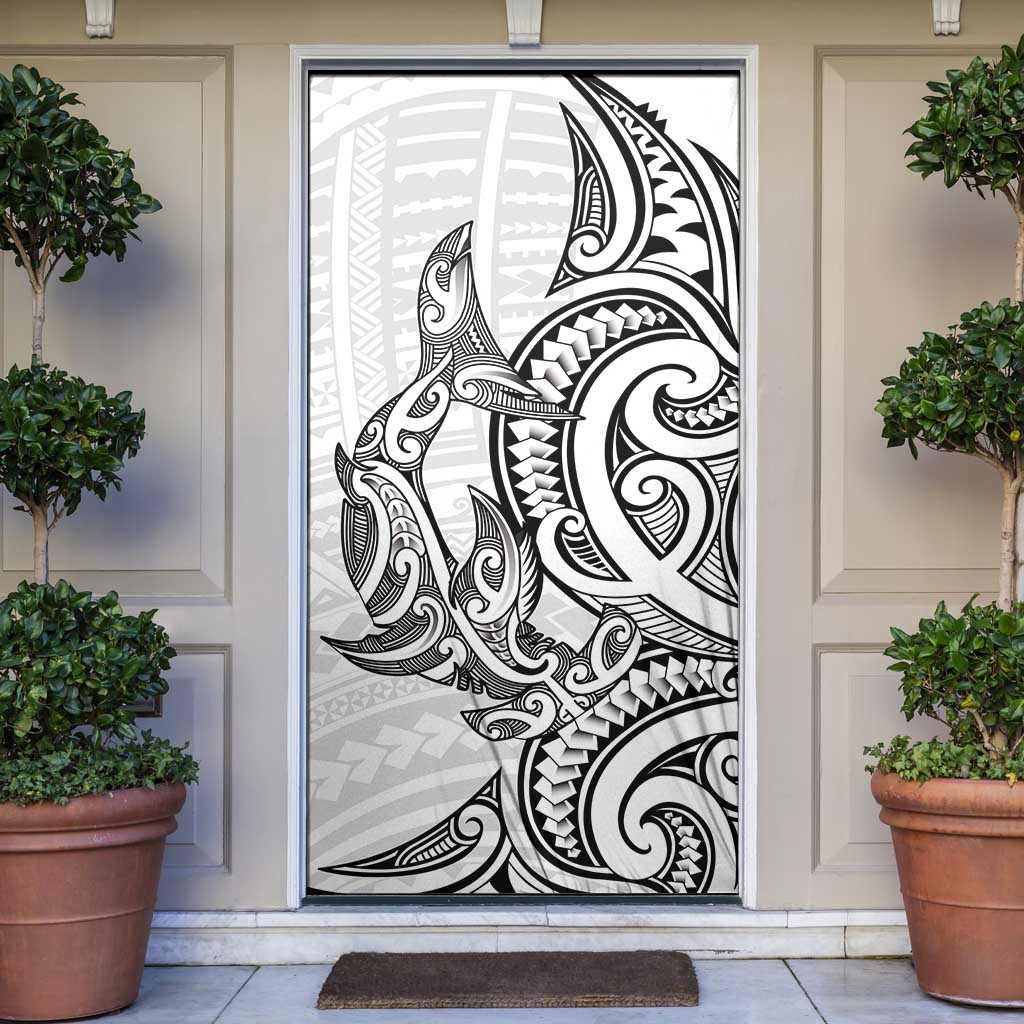 New Zealand Hammerhead Shark Door Cover Maori Haehae Mangopare White LT14 White - Polynesian Pride