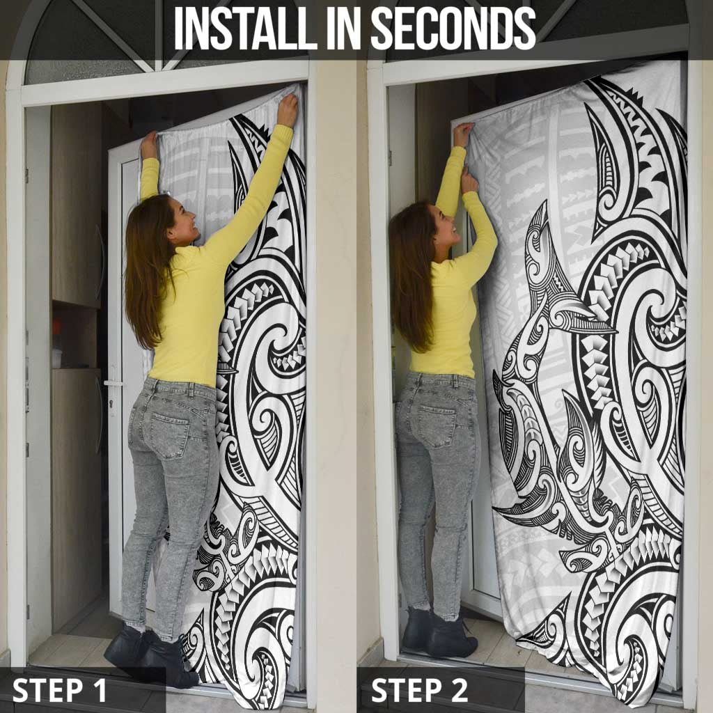New Zealand Hammerhead Shark Door Cover Maori Haehae Mangopare White LT14 - Polynesian Pride