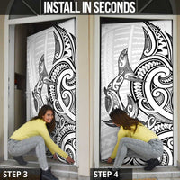 New Zealand Hammerhead Shark Door Cover Maori Haehae Mangopare White LT14 - Polynesian Pride