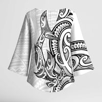 New Zealand Hammerhead Shark Kimono Sleeve Blouse Maori Haehae Mangopare White LT14 - Polynesian Pride