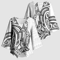 New Zealand Hammerhead Shark Kimono Sleeve Blouse Maori Haehae Mangopare White LT14 - Polynesian Pride