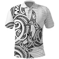 New Zealand Hammerhead Shark Polo Shirt Maori Haehae Mangopare White LT14 White - Polynesian Pride