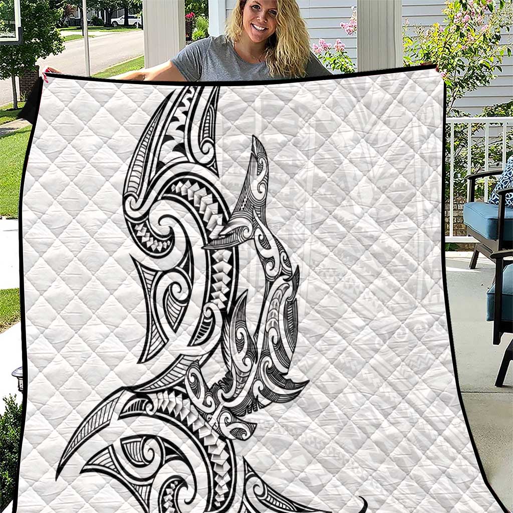 New Zealand Hammerhead Shark Quilt Maori Haehae Mangopare White LT14 White - Polynesian Pride