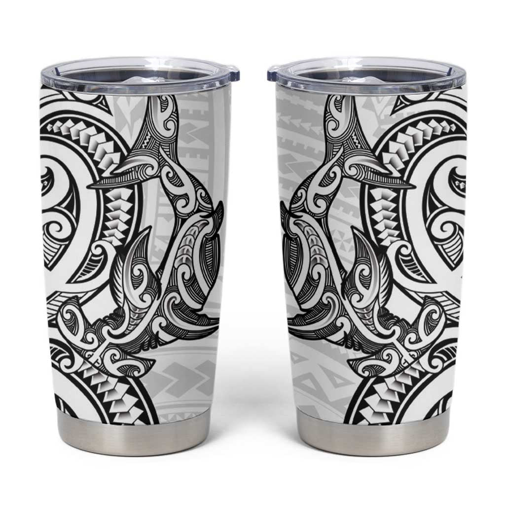 New Zealand Hammerhead Shark Tumbler Cup Maori Haehae Mangopare White LT14 White - Polynesian Pride
