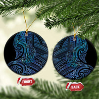 New Zealand Hammerhead Shark Ceramic Ornament Maori Haehae Mangopare Galaxy LT14 Circle Blue - Polynesian Pride