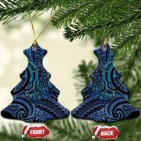 New Zealand Hammerhead Shark Ceramic Ornament Maori Haehae Mangopare Galaxy LT14 Christmas Tree Blue - Polynesian Pride