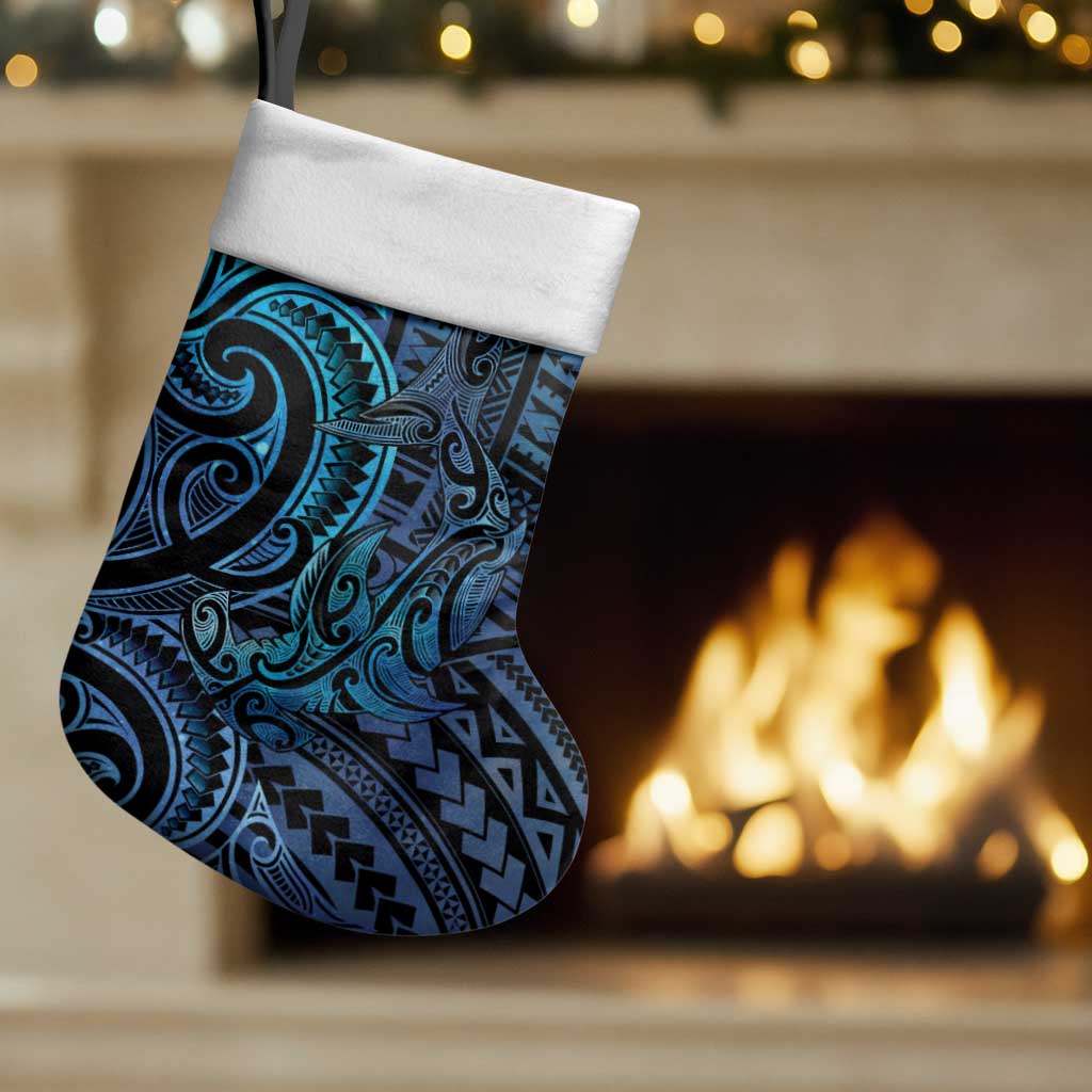 New Zealand Hammerhead Shark Christmas Stocking Maori Haehae Mangopare Galaxy LT14 Set of 2 Blue - Polynesian Pride