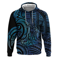 New Zealand Hammerhead Shark Hoodie Maori Haehae Mangopare Galaxy LT14 Pullover Hoodie Blue - Polynesian Pride