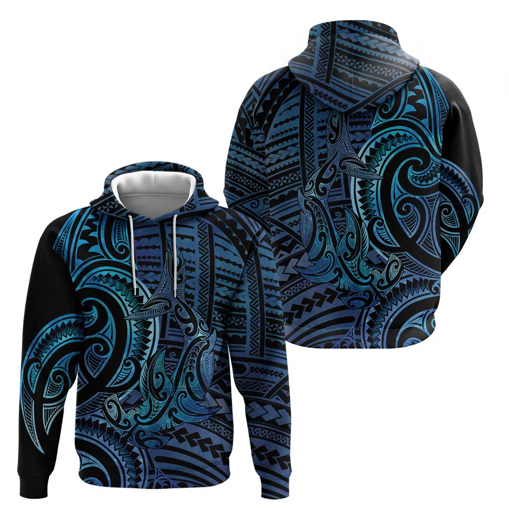 New Zealand Hammerhead Shark Hoodie Maori Haehae Mangopare Galaxy LT14 - Polynesian Pride