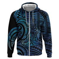 New Zealand Hammerhead Shark Hoodie Maori Haehae Mangopare Galaxy LT14 Zip Hoodie Blue - Polynesian Pride