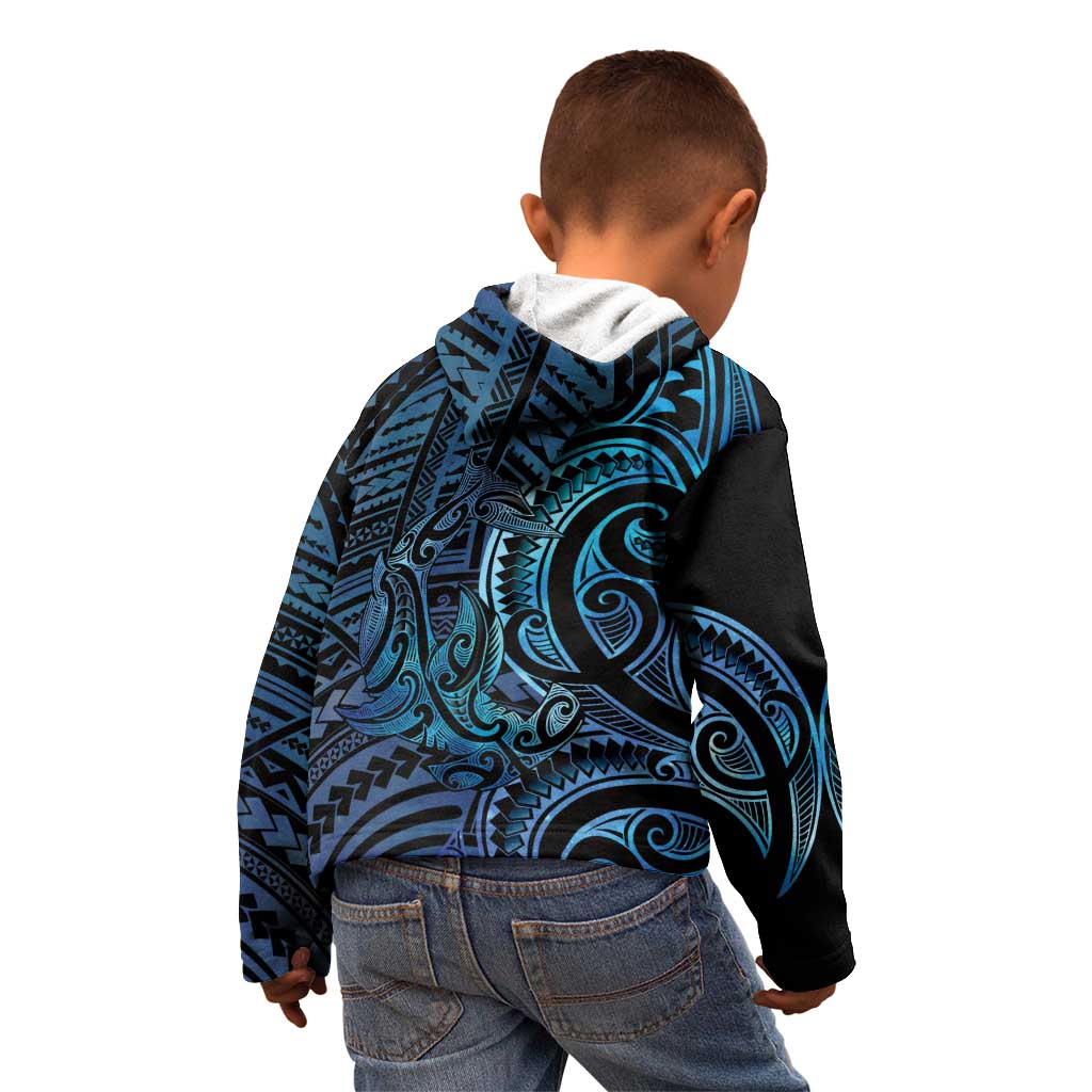 New Zealand Hammerhead Shark Kid Hoodie Maori Haehae Mangopare Galaxy LT14 - Polynesian Pride