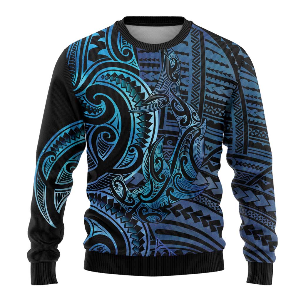 New Zealand Hammerhead Shark Ugly Christmas Sweater Maori Haehae Mangopare Galaxy LT14 - Polynesian Pride