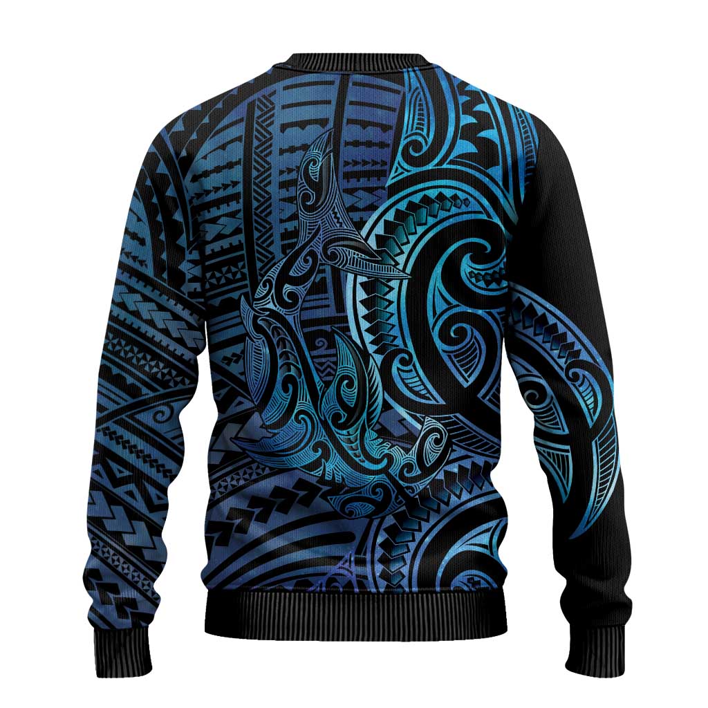 New Zealand Hammerhead Shark Ugly Christmas Sweater Maori Haehae Mangopare Galaxy LT14 - Polynesian Pride