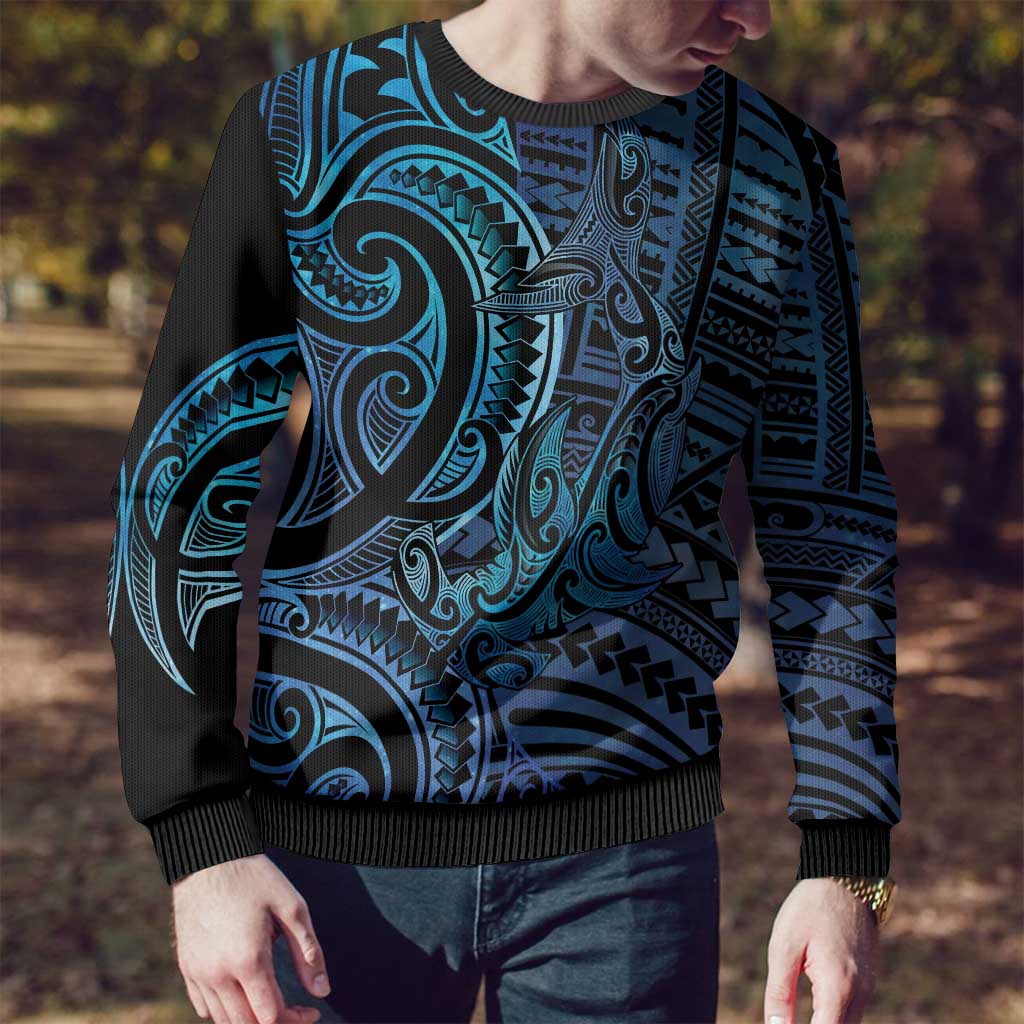 New Zealand Hammerhead Shark Ugly Christmas Sweater Maori Haehae Mangopare Galaxy LT14 - Polynesian Pride