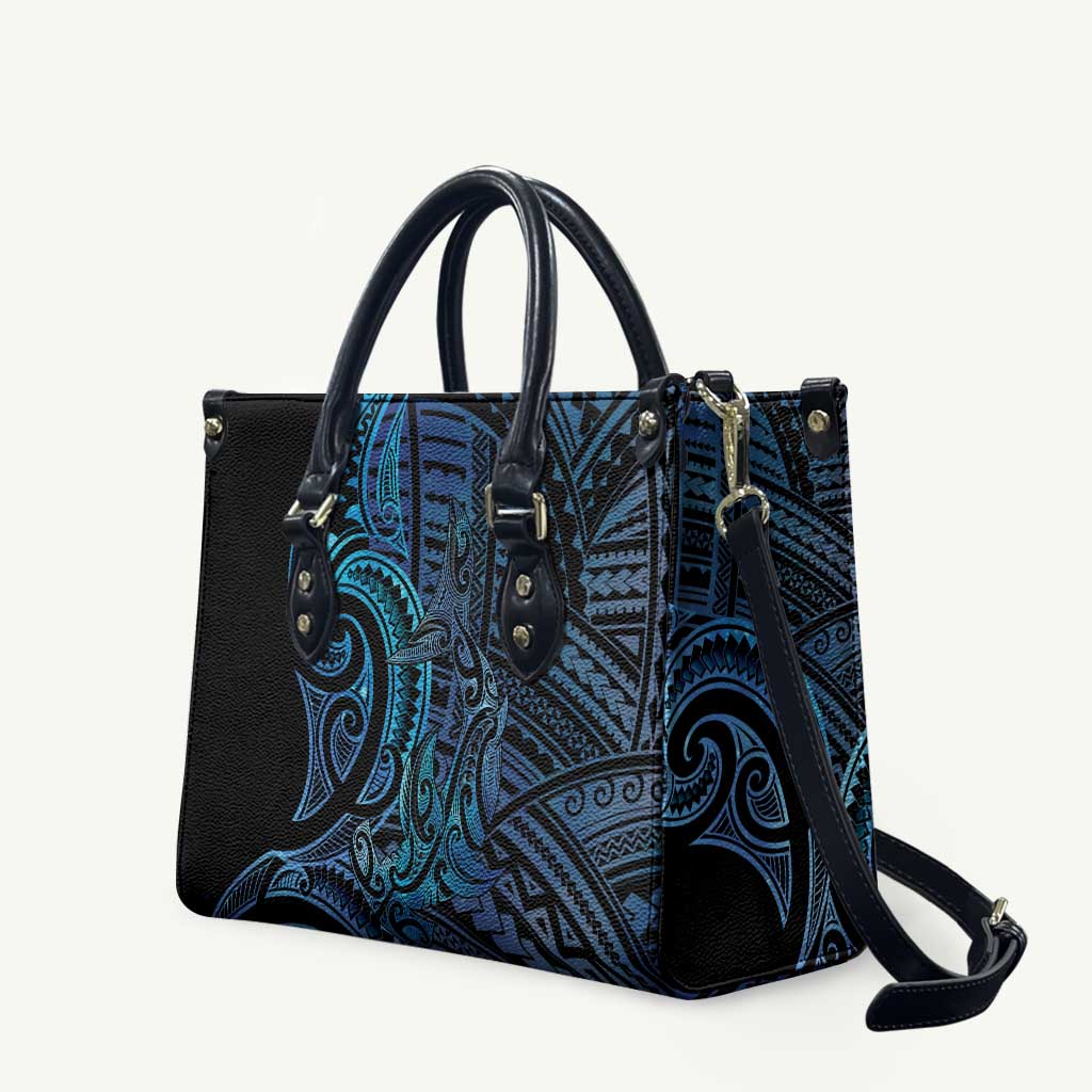New Zealand Hammerhead Shark Leather Bag Maori Haehae Mangopare Galaxy LT14 Blue - Polynesian Pride
