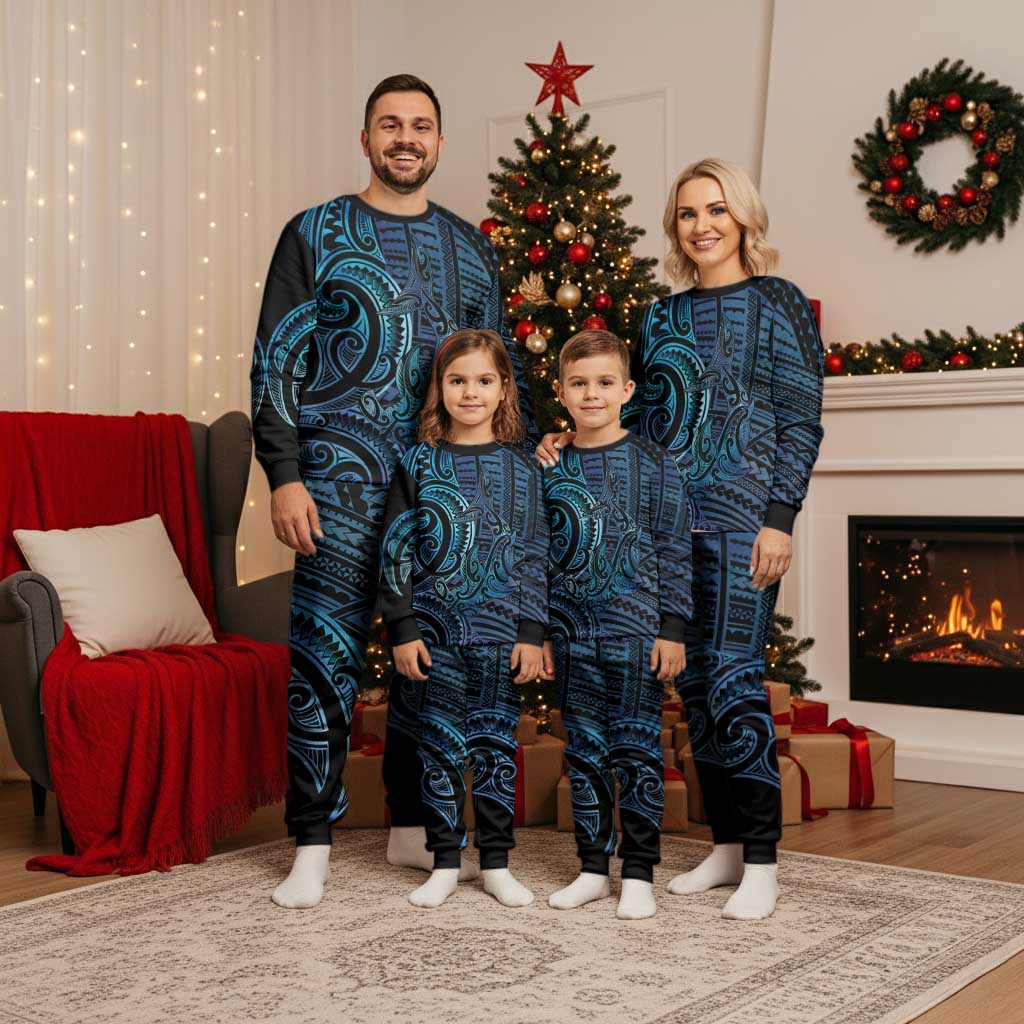 New Zealand Hammerhead Shark Christmas Pajama Set Maori Haehae Mangopare Galaxy LT14 - Polynesian Pride